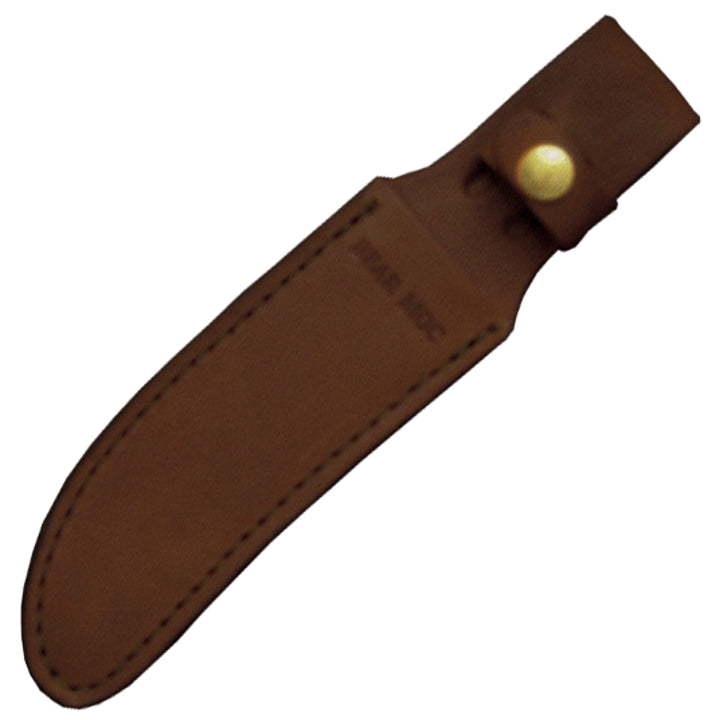 BEAR & SON 9 1/4” Genuine India Stag Bone Fingergroove Skinner with Leather Sheath