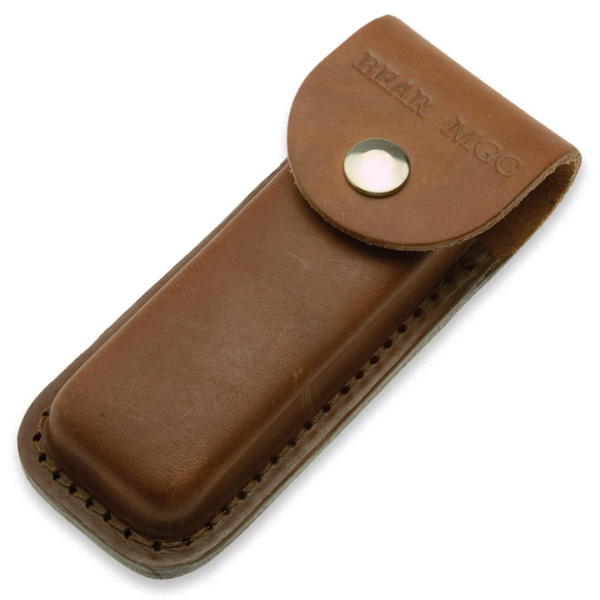 BEAR & SON 5” Genuine India Stag Bone Pro Lockback Knife with Leather Sheath